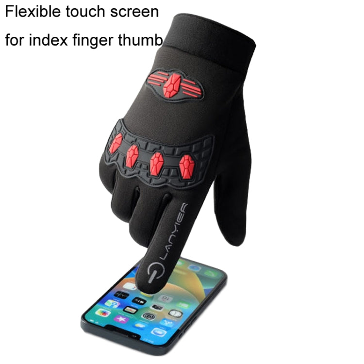 LANYIER Fall Winter Men Outdoor Motorcycle Gloves Riding Warm Windproof Anti-Slip Water-resistant Touch Screen Gloves, Size: Average(Gray)