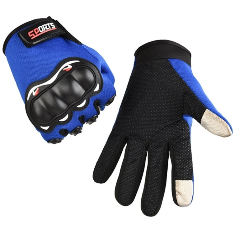 Motorcycle Gloves Men Riding Racing Anti-Slip Hard Shell Outdoor Full Finger Touchscreen Gloves, Size: Average(Blue)