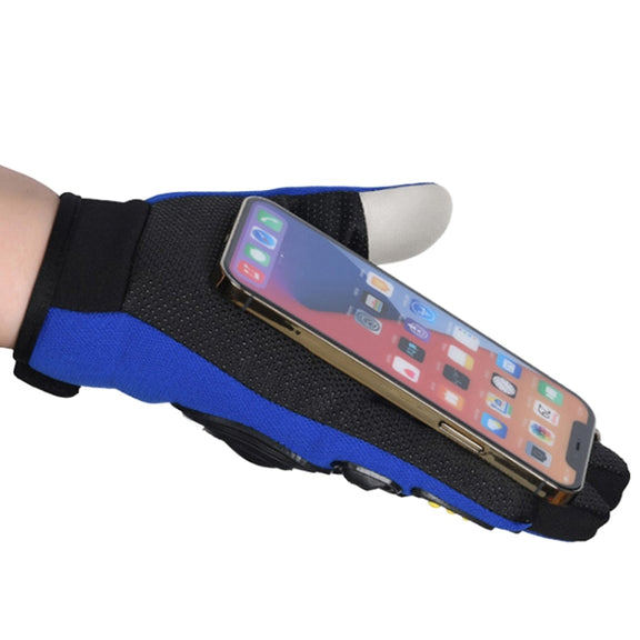 Motorcycle Gloves Men Riding Racing Anti-Slip Hard Shell Outdoor Full Finger Touchscreen Gloves, Size: Average(Blue)