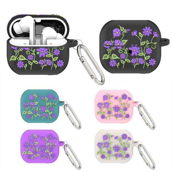 For Samsung Galaxy Buds 3 / 3 Pro L11 Epoxy Violet Bluetooth Earphone Silicone Protective Cover(Black)