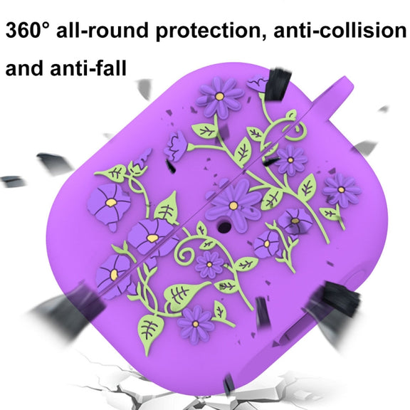 For Samsung Galaxy Buds 3 / 3 Pro L11 Epoxy Violet Bluetooth Earphone Silicone Protective Cover(Black)