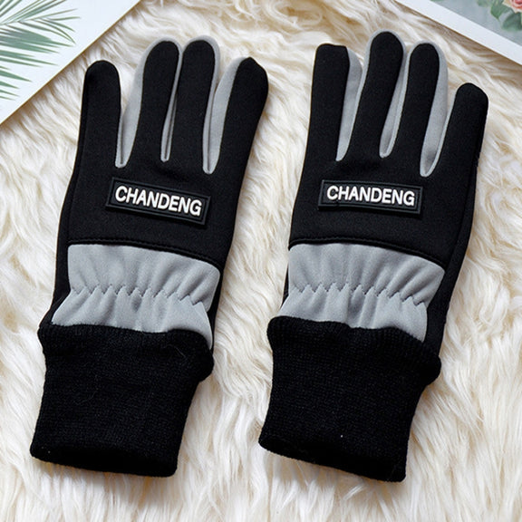 Winter Ski Velvet Warm Gloves Touch Screen Outdoor Riding Water-resistant Windproof Gloves, Size: Average(Black)