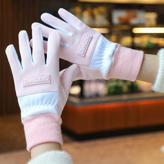 Winter Ski Velvet Warm Gloves Touch Screen Outdoor Riding Water-resistant Windproof Gloves, Size: Average(Black)