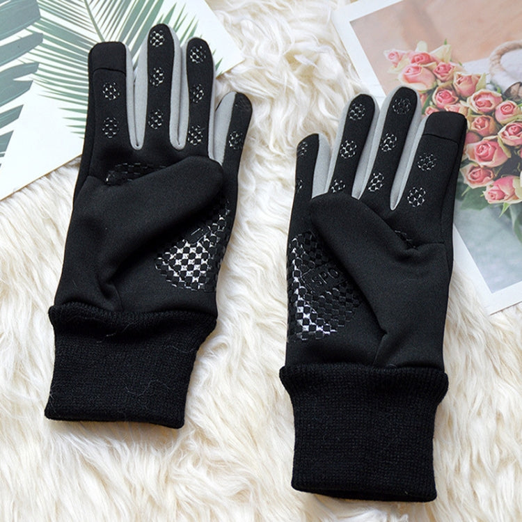 Winter Ski Velvet Warm Gloves Touch Screen Outdoor Riding Water-resistant Windproof Gloves, Size: Average(Black)