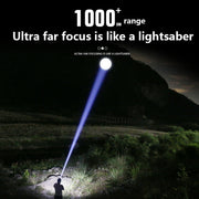 White Laser Wick LCD Digital Display Strong Light Rechargeable Portable LED Flashlight