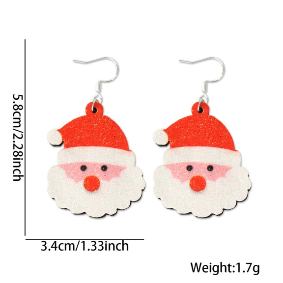 Christmas Element Cartoon Decoration Earrings Shiny Earrings, Spec: Santa Claus