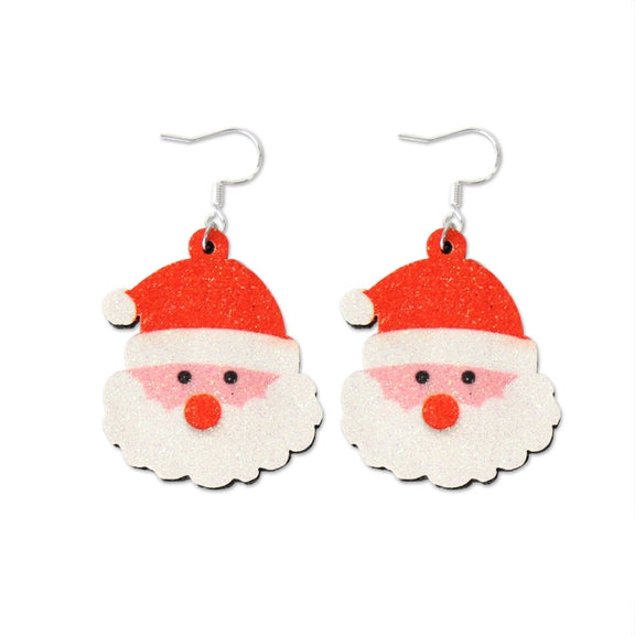 Christmas Element Cartoon Decoration Earrings Shiny Earrings, Spec: Santa Claus
