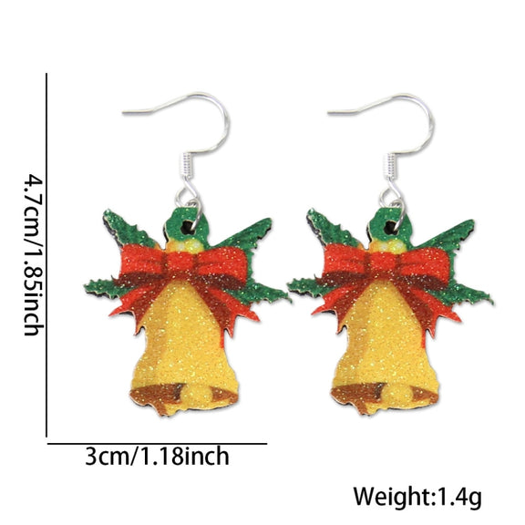 Christmas Element Cartoon Decoration Earrings Shiny Earrings, Spec: Bell