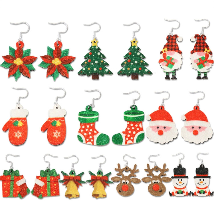 Christmas Element Cartoon Decoration Earrings Shiny Earrings, Spec: Flower