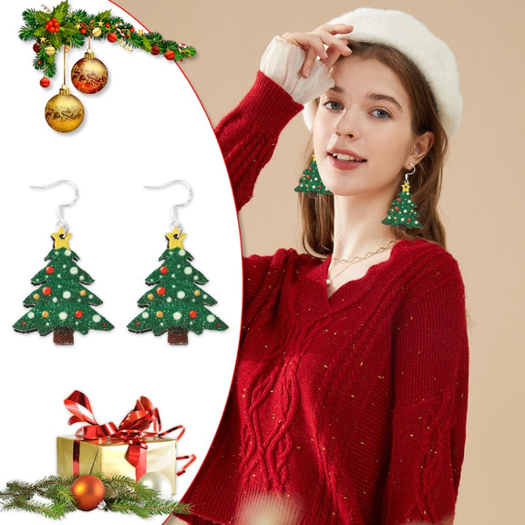 Christmas Element Cartoon Decoration Earrings Shiny Earrings, Spec: Flower