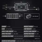 ANHTCzyx 12V/24V 6-180AH 7-Stage Smart Car Motorcycle Battery Charger(AU Plug)