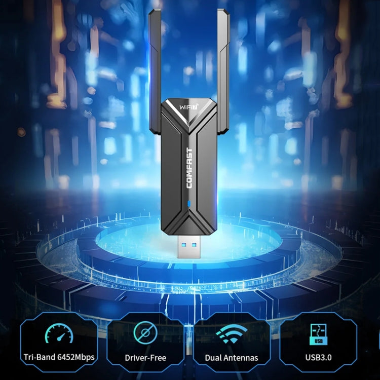 COMFAST CF-983BE WiFi7 Tri-Band 6500Mbps USB Wireless Network Adapter PC Network Card