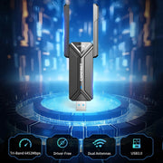 COMFAST CF-983BE WiFi7 Tri-Band 6500Mbps USB Wireless Network Adapter PC Network Card