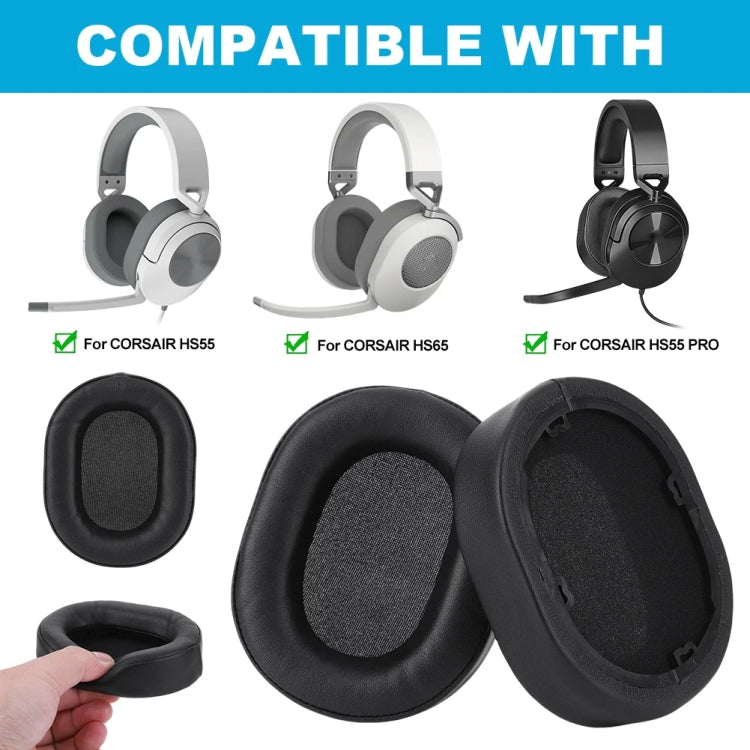 1pair Headphone Leather Sponge Cover For CORSAIR HS55 / HS55 PRO / HS65(Black)