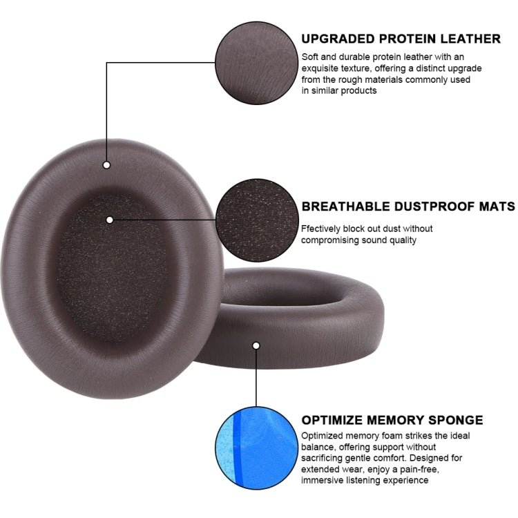 1pair For Beats Studio Pro Headphone Leather Sponge Cover Earmuffs(Gray)