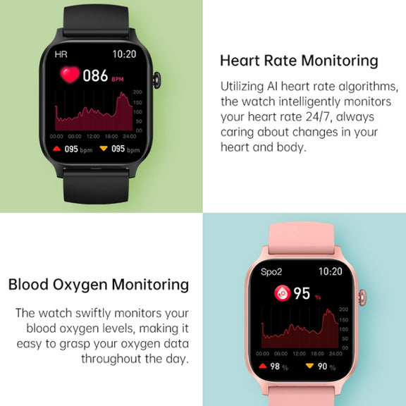 Bluetooth Talk HD Large Screen Heart Rate Oxygen Monitoring Multi-Sport Mode Smart Watch(Black)