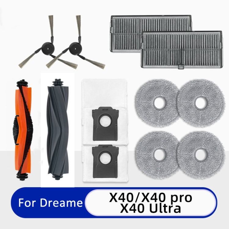 For Dreame X40 Pro / X40 Ultra Robot Vacuum Replacement, Spec: Rubber Brush