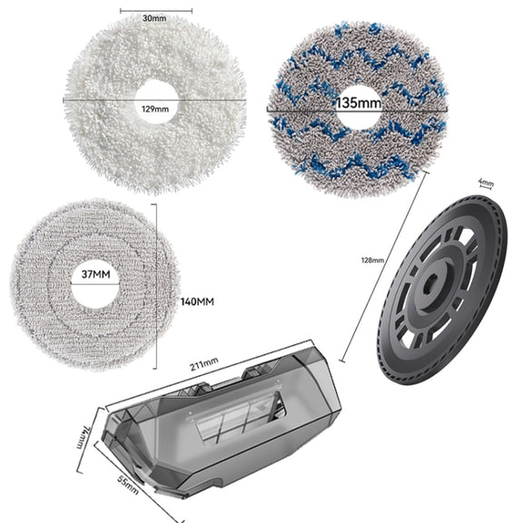 For Dreame X40 / X40 Pro Robot Vacuum Replacement White Rag