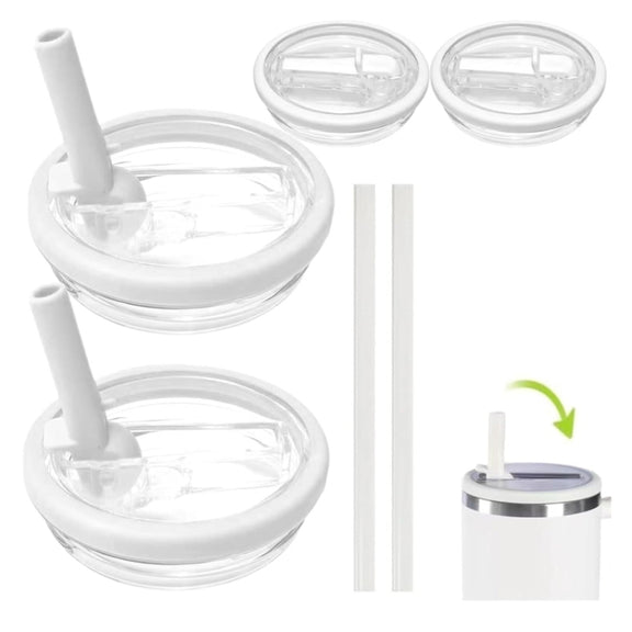 For Stanley 40oz Adventure Quencher Transparent Straw Lid Replacement Parts, Spec: 4pcs /Set White