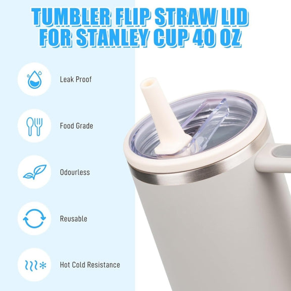 For Stanley 40oz Adventure Quencher Transparent Straw Lid Replacement Parts, Spec: 4pcs /Set White