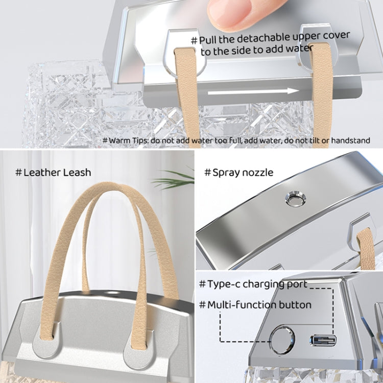 Desktop Small Crystal Bag Humidifier Aroma Ambient Lighting, Color: White Plug-in