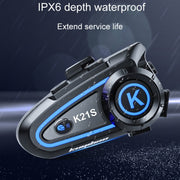KUQIBAO K21S Motorcycle Riding Helmet Dual Intercom Bluetooth Headset With Lights(Hard Microphone)