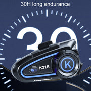KUQIBAO K21S Motorcycle Riding Helmet Dual Intercom Bluetooth Headset With Lights(Hard Microphone)