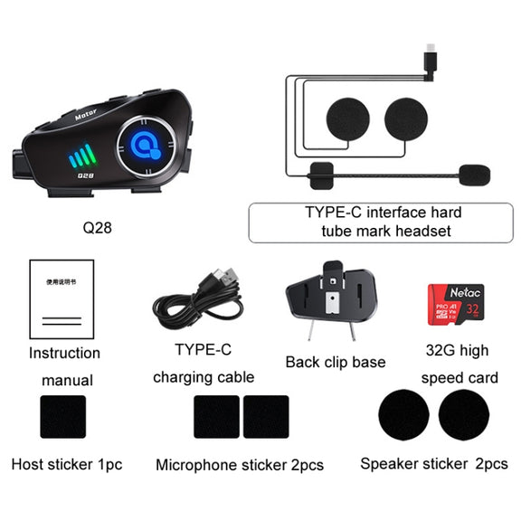 KUQIBAO Q28 Motorcycle Riding Helmet Bluetooth-compatible Headset Recorder(Hard Microphone)
