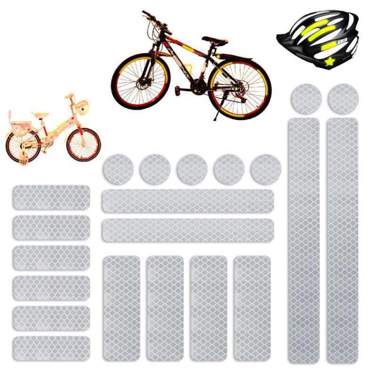 21 In 1 Electric Bike Backed Honeycomb Reflective Stickers Safety Signs Warning Strips(White)