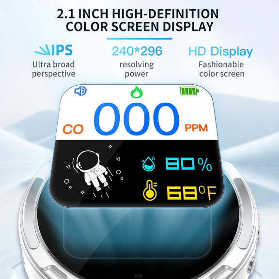 Portable Water-resistant Carbon Monoxide Alarm Detector(White)