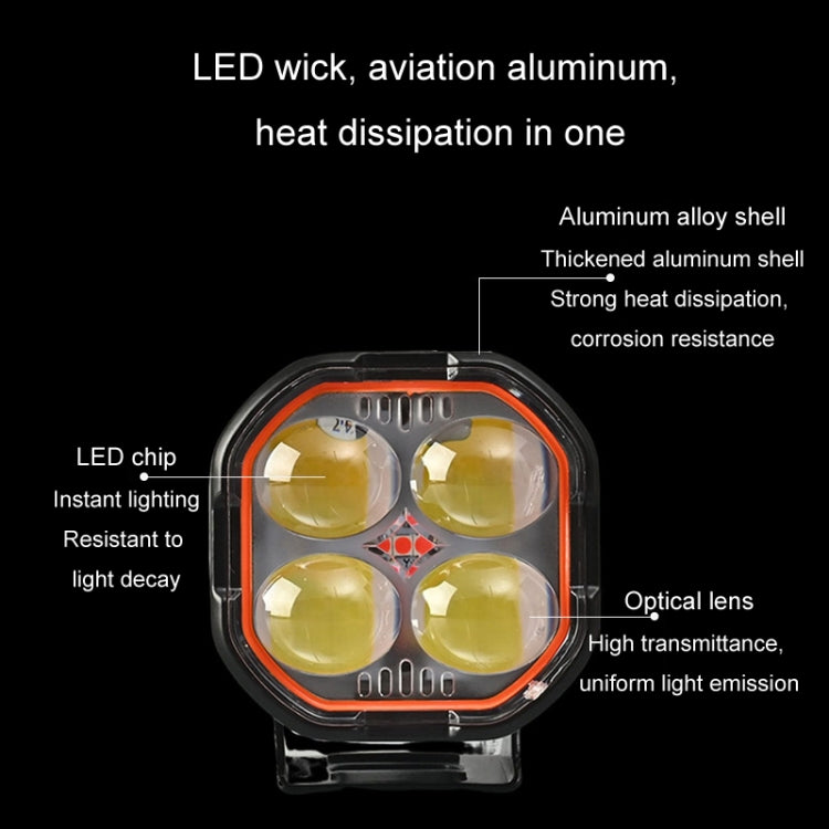 LED Motorcycle Spotlight With Red Devil Eye Spotlight High and Low Beam External Headlight