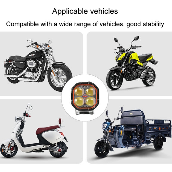 LED Motorcycle Spotlight With Red Devil Eye Spotlight High and Low Beam External Headlight