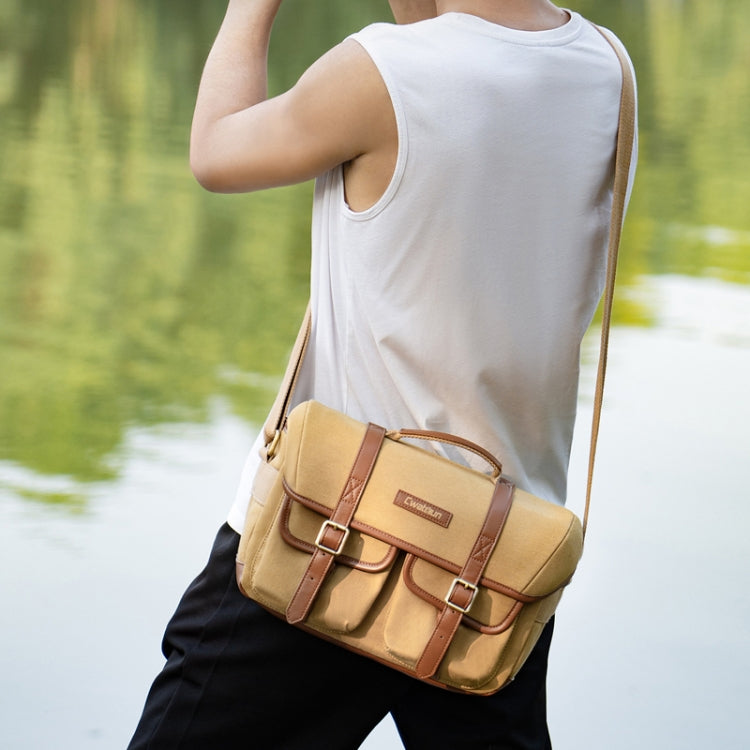 Cwatcun D146 Medium Vintage Camera Bag Crossbody Canvas Digital Bag