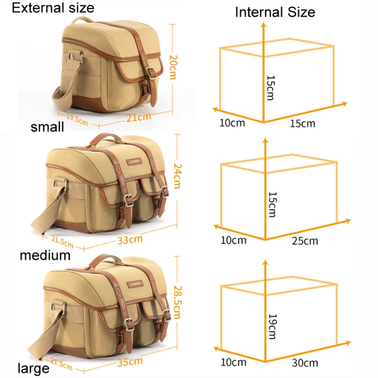 Cwatcun D146 Medium Vintage Camera Bag Crossbody Canvas Digital Bag