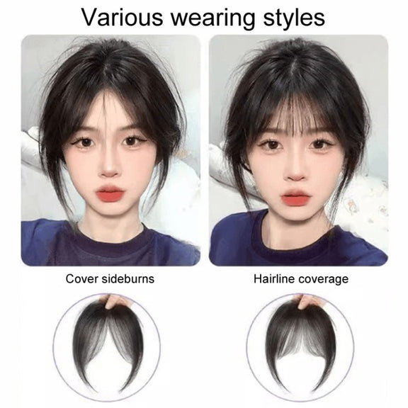 Ladies Hair Volume Enlargement Fluffy Simulation Bangs Wig Piece(Black)