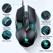 T-WOLF G560 6-keys Cool Breathing Light Gaming Wired Mouse Mechanical Office Silent Mouse(Gray)