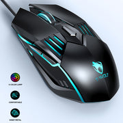 T-WOLF G560 6-keys Cool Breathing Light Gaming Wired Mouse Mechanical Office Silent Mouse(Gray)