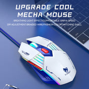 T-WOLF G560 6-keys Cool Breathing Light Gaming Wired Mouse Mechanical Office Silent Mouse(Gray)