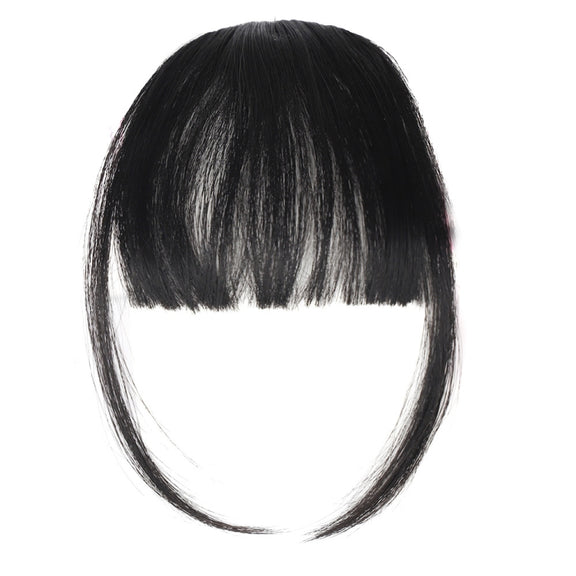 Chemical Fiber Wigs Thin Air Bangs Clip-on Wigs, Color: Natural Black with Sideburns