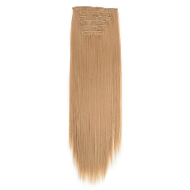 7pcs / Set Clips Long Straight Hair Extension Pieces 16 Clips Chemical Fiber Wigs, Model: 24M27#