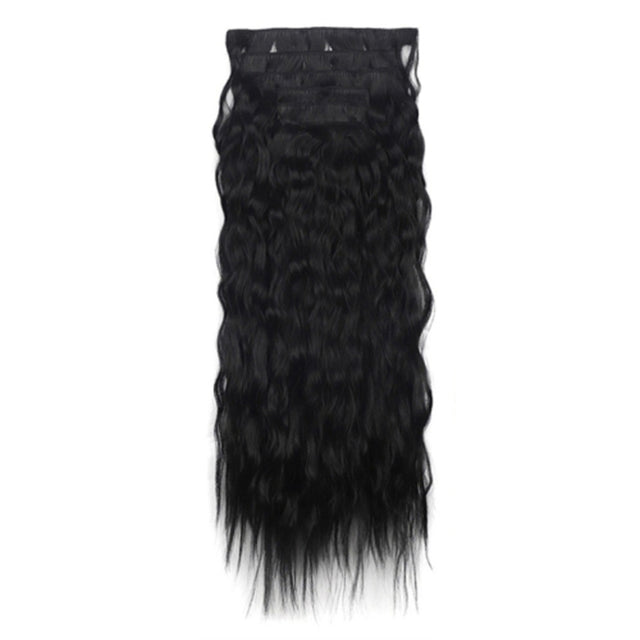 7pcs / Set Clip-On Corn Hair Extension Pieces 16-Card Cornrow Curl Wig, Color: 1B#