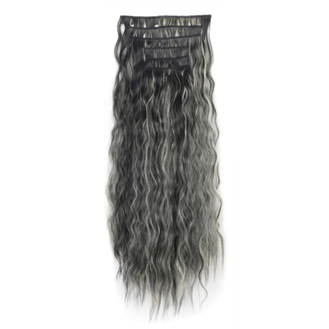 7pcs / Set Clip-On Corn Hair Extension Pieces 16-Card Cornrow Curl Wig, Color: 1BH613#