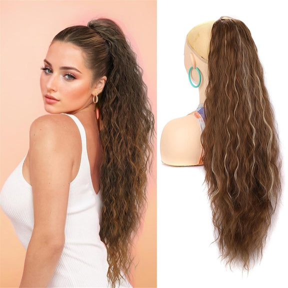 Ladies Extended Woolly Curly Rope Pulling Mesh Ponytail Wig, Color: 118#