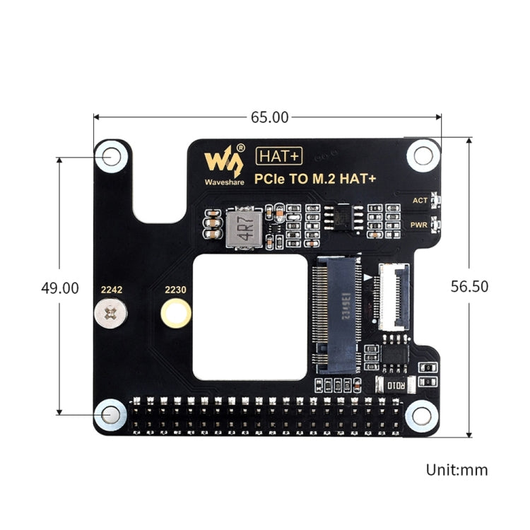Waveshare For Raspberry Pi 5 PCIe To M.2 Adapter, NVMe Protocol M.2 SSD Basic Kit