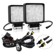 14W 9-30V 4 Inch Mixed Luminous Square Floodlight With Wire Set(X2)