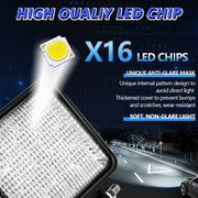 14W 9-30V 4 Inch Mixed Luminous Square Floodlight With Wire Set(X2)