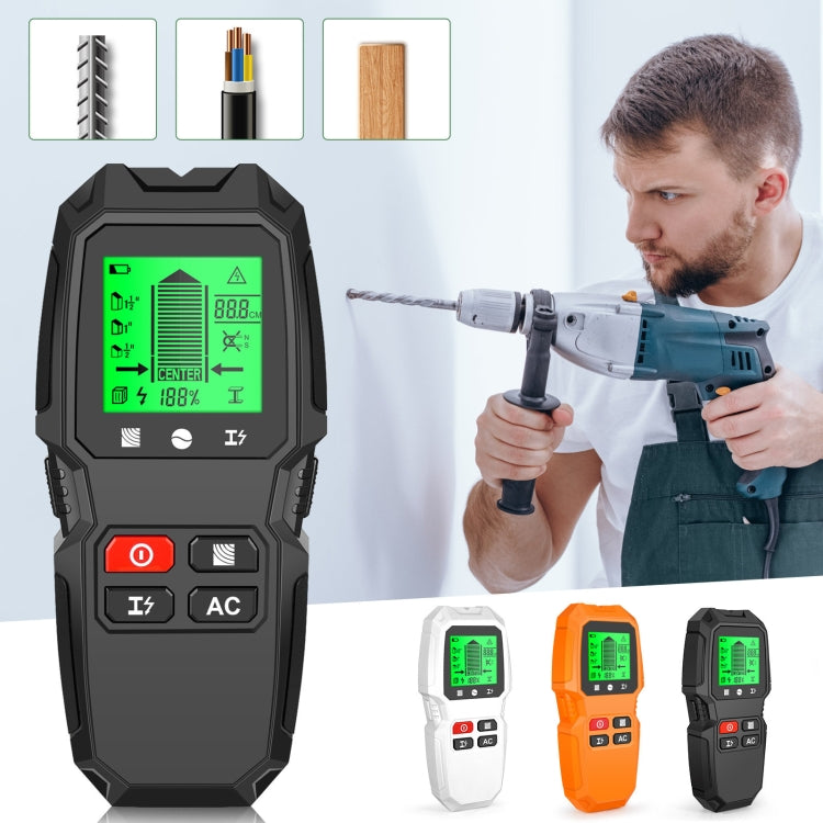HW-QB6 5 In 1 Wall Scanner Handheld Stud Finder Wood Current Metal Live Wires Detection(White)