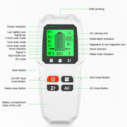 HW-QB6 5 In 1 Wall Scanner Handheld Stud Finder Wood Current Metal Live Wires Detection(White)