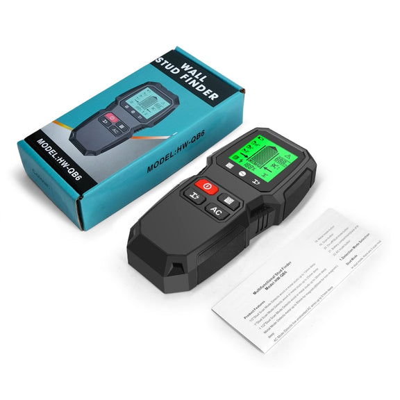 HW-QB6 5 In 1 Wall Scanner Handheld Stud Finder Wood Current Metal Live Wires Detection(White)