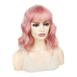 Water Wave Ripple Short Curly Hair With Bangs Fluffy Wig Headcovers, Color: Pink - free shipping - PMC TechLife - Order now!